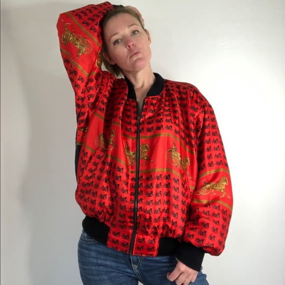 Vintage Mighty Red Satinlike Bomber - Picture 4 of 7